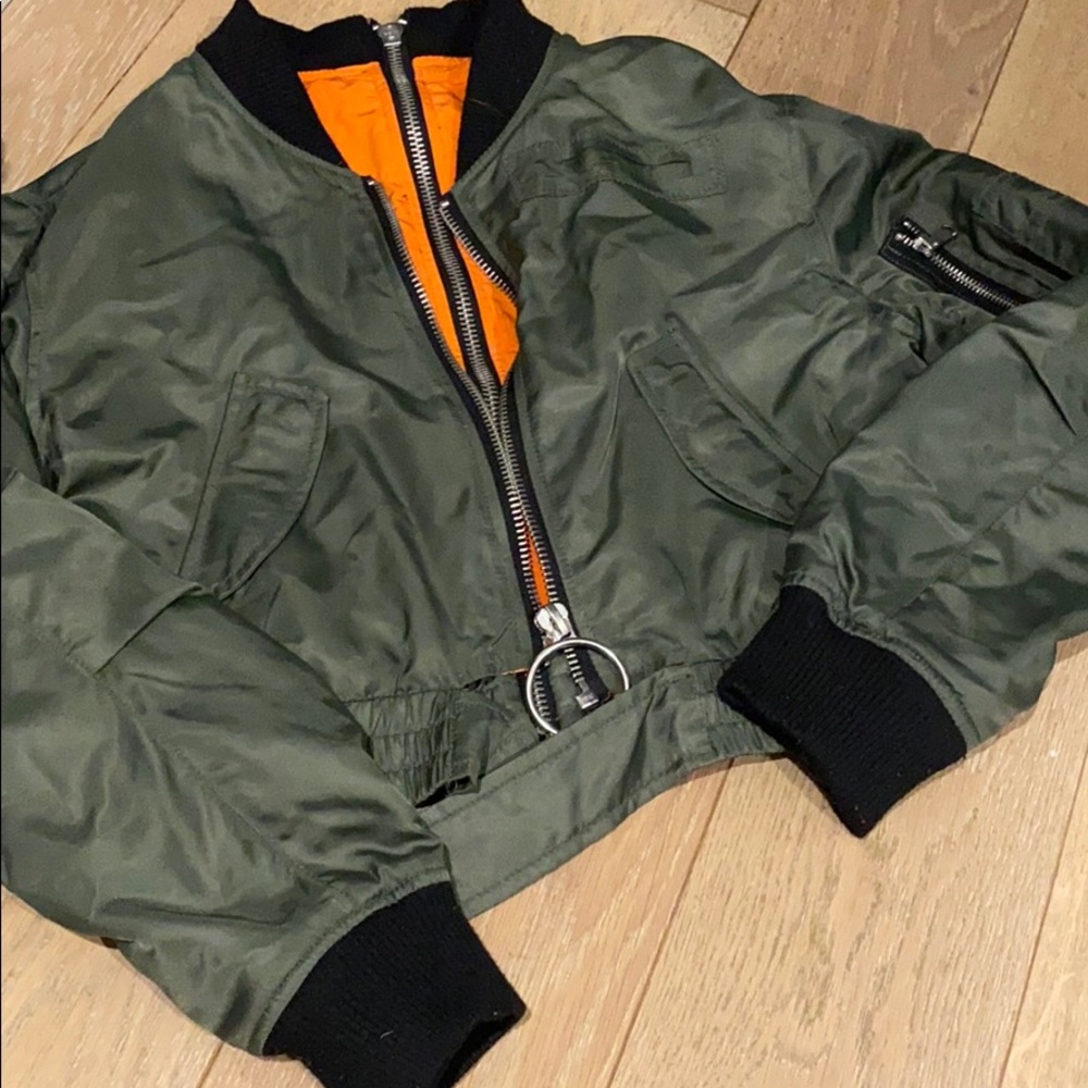 Zara military crop nylon jacket